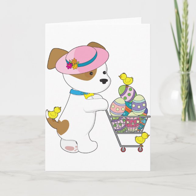 Tarjeta Festiva Huevos Cute Dog Easter (Anverso)