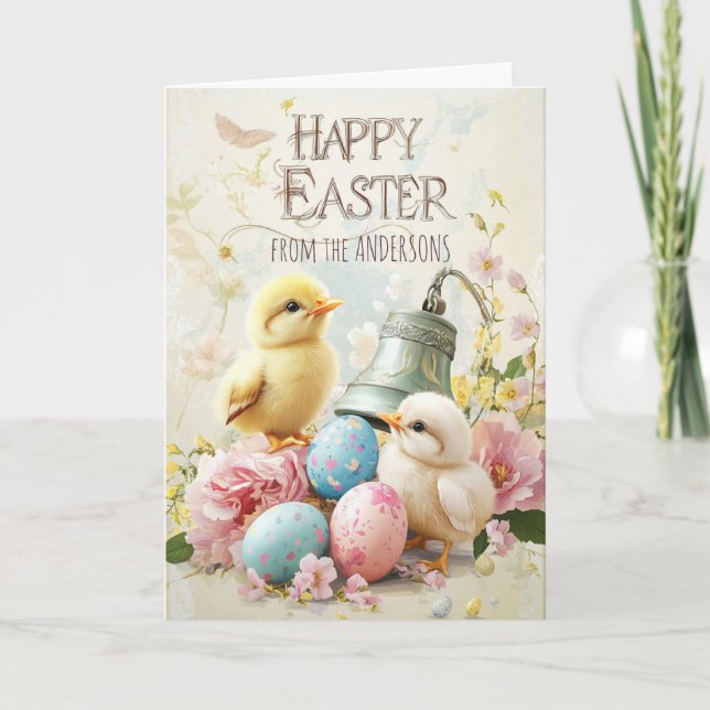 Tarjeta Festiva huevos de cartulina sofisticados cartulina plegada (Anverso)