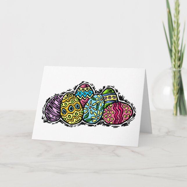 Tarjeta Festiva Huevos de Pascua (Anverso)