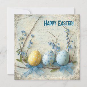 Tarjeta Festiva Huevos de Pascua anticuados pintados con acuarela