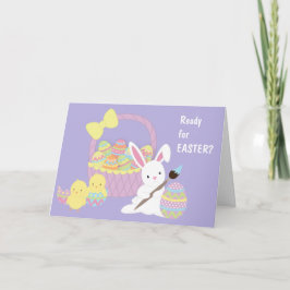 Tarjeta Festiva Huevos de Pascua, chicles y conejo