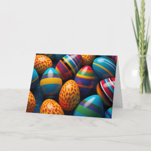 Tarjeta Festiva Huevos de Pascua con estampados en colores vivos