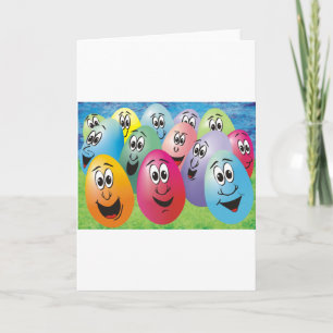 Tarjeta Festiva Huevos de Pascua con rostros