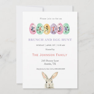 Tarjeta Festiva Huevos de Pascua de acuarela lindos Brunch de Pasc