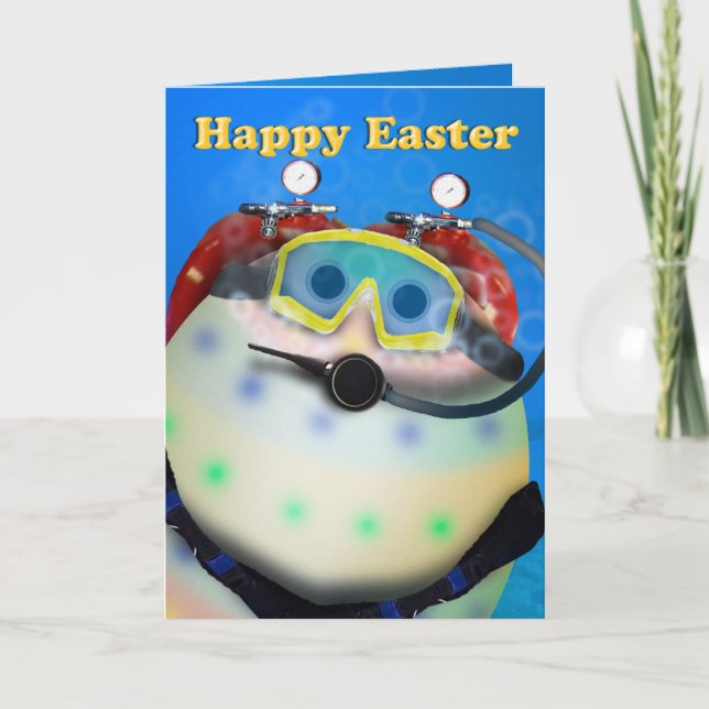Tarjeta Festiva Huevos de Pascua de Buceo de Scuba (Anverso)