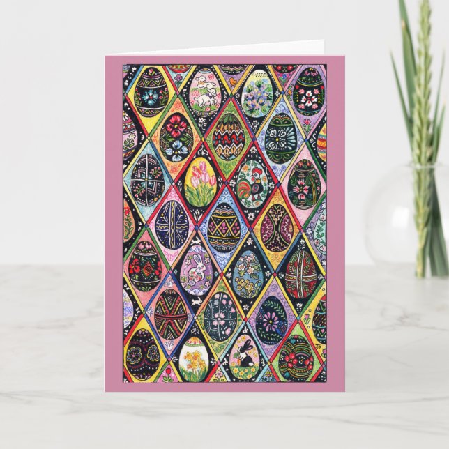 Tarjeta Festiva Huevos de Pascua de Europa Oriental (Anverso)