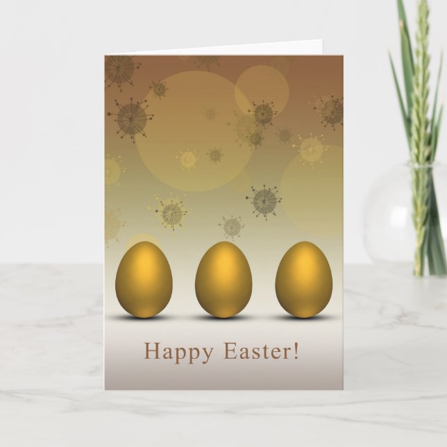 Tarjeta Festiva Huevos de Pascua de oro modernos (Anverso)