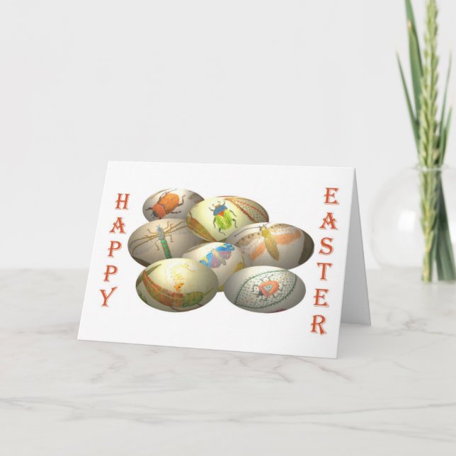 Tarjeta Festiva Huevos de Pascua en bruto (Anverso)