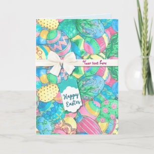 Tarjeta Festiva Huevos de Pascua en colores pastel del