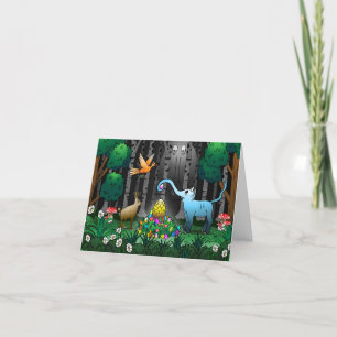 Tarjeta Festiva Huevos de Pascua en el bosque mágico