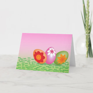 Tarjeta Festiva Huevos de Pascua en rosa