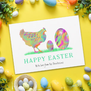 Tarjeta Festiva Huevos de Pascua felices personalizados gallina ac