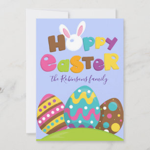 Tarjeta Festiva Huevos de Pascua Feliz Conejo Divertido Nombre Per