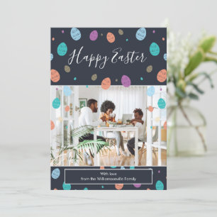 Tarjeta Festiva Huevos de Pascua Festividad de la Familia Azul