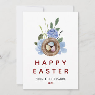 Tarjeta Festiva Huevos de Pascua Florales Elegantes   Feliz Pascua