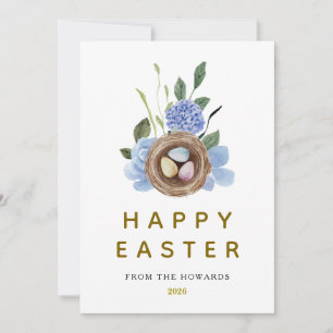 Tarjeta Festiva Huevos de Pascua Florales Elegantes Feliz Pascua