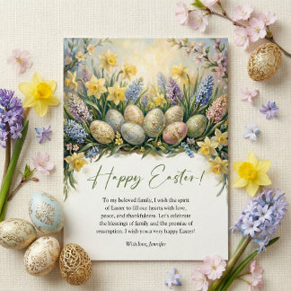 Tarjeta Festiva Huevos de Pascua Florales Elegantes Primavera Reli