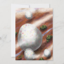 Tarjeta Festiva huevos de pascua flotando sobre el paisaje y el rí