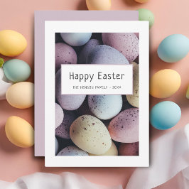 Tarjeta Festiva Huevos de Pascua Pastel Feliz Pascua Familia