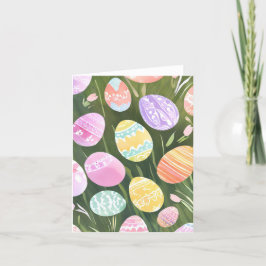 Tarjeta Festiva Huevos de Pascua Pastel | Hermosa Acuarela de Prim