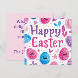 Tarjeta Festiva Huevos de Pascua personalizados de moda morados y 