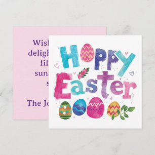 Tarjeta Festiva Huevos de Pascua personalizados de moda morados y 
