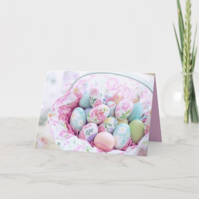 Tarjeta Festiva Huevos de Pascua pintados (Anverso)