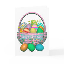 Huevos de Pascua pintados en la canasta