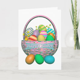 Tarjeta Festiva Huevos de Pascua pintados en la canasta