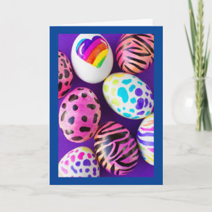 TARJETA FESTIVA HUEVOS DE PASCUA Y "DESEOS PARA UNA FELIZ PASCUA"