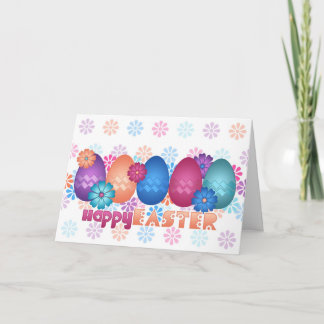 Tarjeta Festiva Huevos de Pascua y flores de primavera
