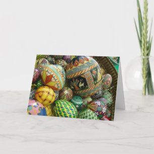 Tarjeta Festiva Huevos de Pysanky Pascua
