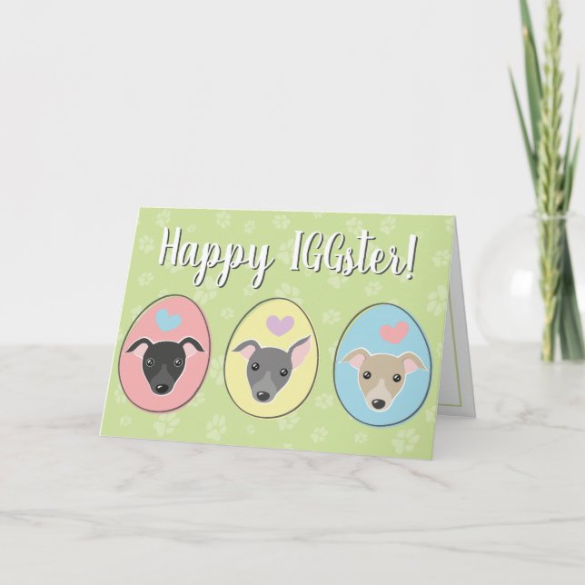 Tarjeta Festiva Huevos divertidos de Pascua Grasas Italianas perso (Anverso)