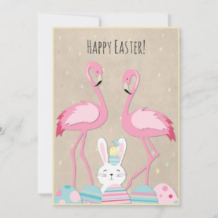 Tarjeta Festiva Huevos divertidos de Pascua y conejito
