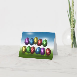 Tarjeta Festiva Huevos felices de Pascua coloridos