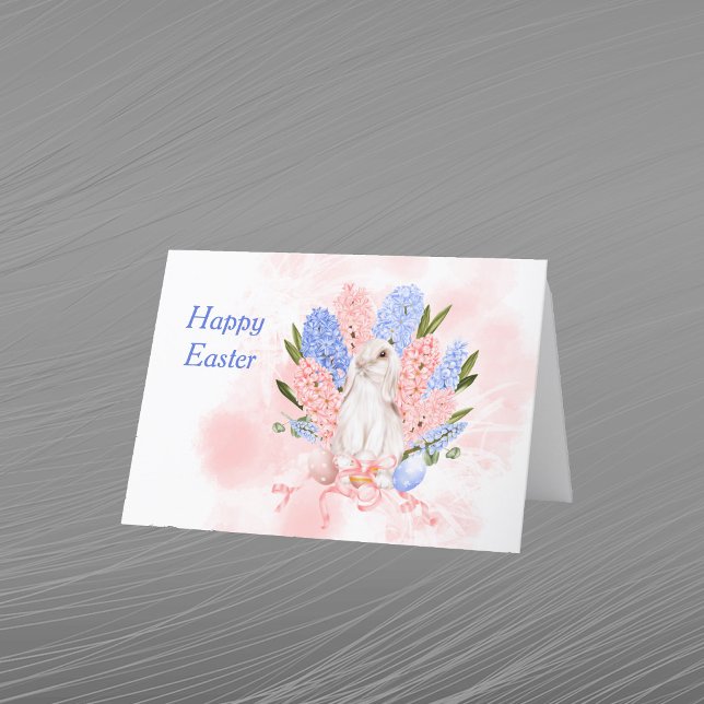 Tarjeta Festiva Huevos florales de los Conejos Azules Rosa de Pasc (Subido por el creador)