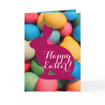 Huevos multicolores felices del conejito de pascua