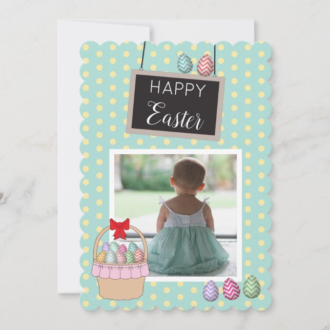 Tarjeta Festiva Huevos Pastel de Cesta de Pascua Personalizados (Anverso)