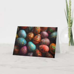 Tarjeta Festiva Huevos pisanky coloridos de la Pascua ucraniana