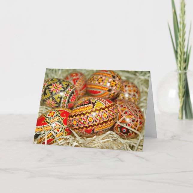 Tarjeta Festiva Huevos rumanos pintados de Pascua (Anverso)