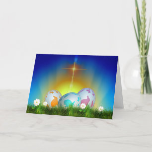 Tarjeta Festiva Huevos, salida del sol, y Pascua cruzada