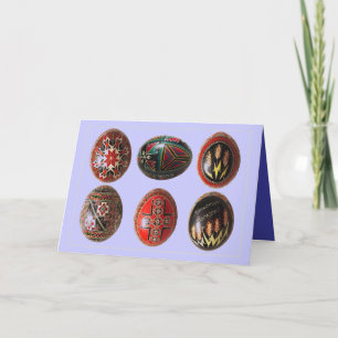 Tarjeta Festiva Huevos ucranianos de Pascua pintados a mano