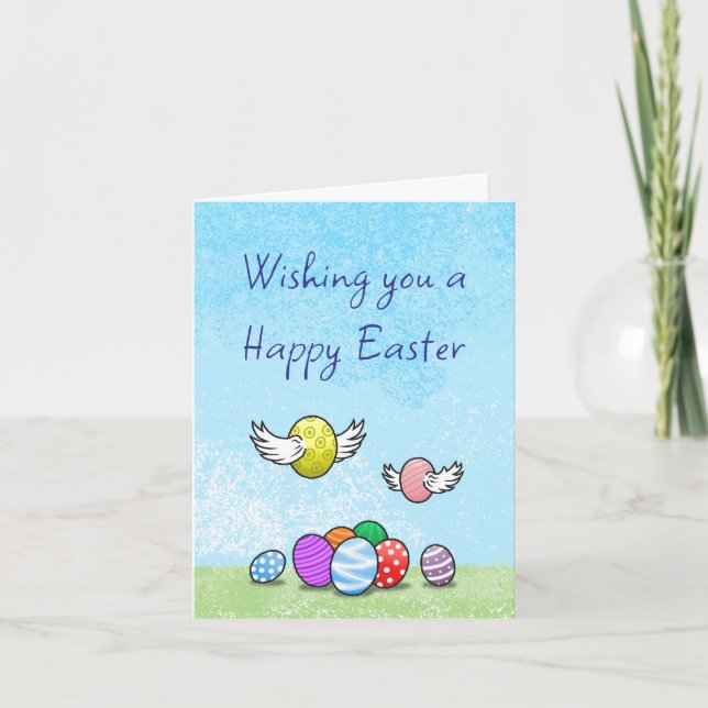 Tarjeta Festiva Huevos voladores de Pascua (Anverso)