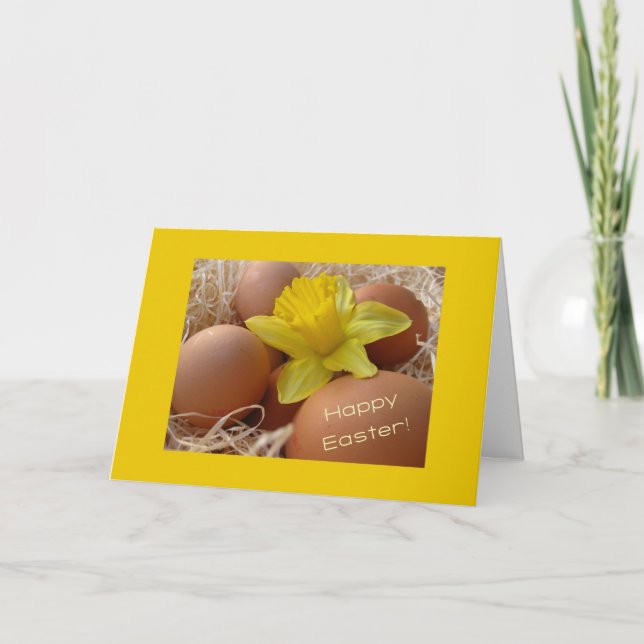 Tarjeta Festiva Huevos y saludo de pascua del narciso (Anverso)