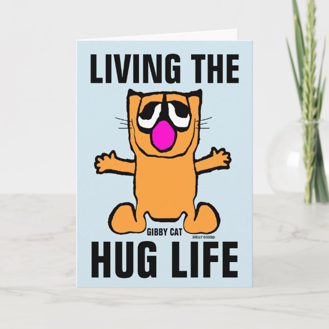 TARJETA FESTIVA HUG GIBBY CAT LOVE HELLO GREETING CARD (Anverso)