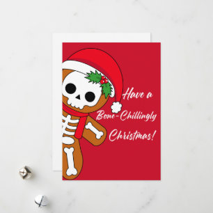 Tarjeta Festiva Huge Pan de Jengibre Esqueleto Rojo
