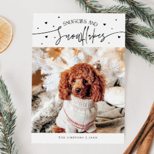 Tarjeta Festiva Huggs y copos de nieve Perro Foto Navidades blanco