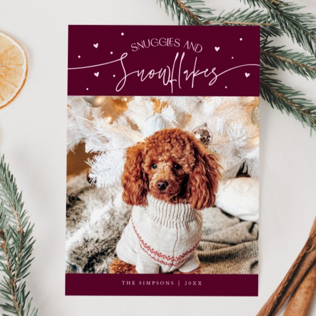 Tarjeta Festiva Huggs y Snowflakes Perro Cranberry Navidades (Subido por el creador)