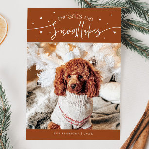 Tarjeta Festiva Huggs y Snowflakes Perro Terracotta Navidades