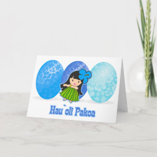 Tarjeta Festiva Hula Chica Easter Egards